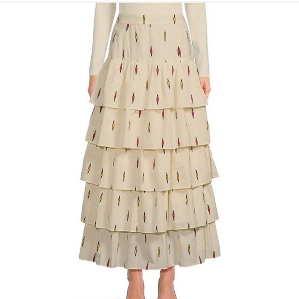 A Loves A Cream Tiered Maxi Skirt Boho Style New Size Large